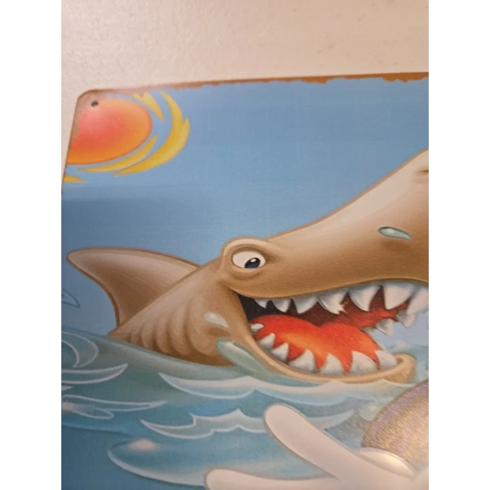 Goofy Shark Ocean Sun Rustic-looking 8x12 Metal Sign